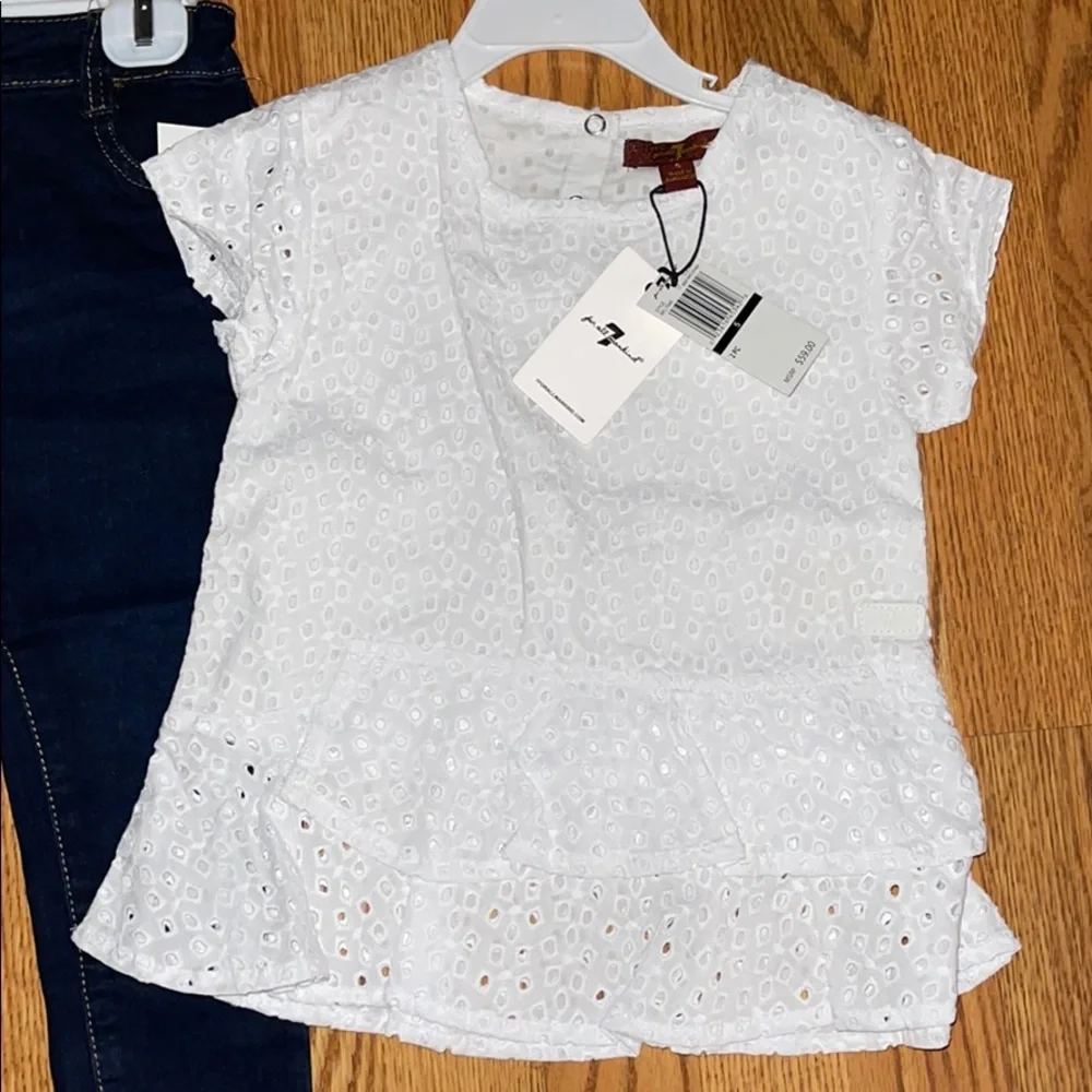 NWT 7 For All Mankind 5 Blue Jeans Shirt Blouse